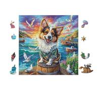 Puzzle De 100 Piezas para Adultos Cachorro Corgi on Barrel 28x28cm Impresión Vibrante No DesFurgonetaecible Arte De PaRojo Enmarcable Ideal para Salón Dormitorio Regalo