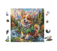 Puzzle De 100 Piezas para Adultos Cachorro Corgi with Green SCochef 28x28cm Arte De Pared Enmarcable para Oficina Café Presentación Artística Única para Espacio Comercial