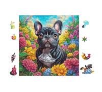 Puzzle De 100 Piezas para Adultos Cachorro de Bulldog francés 28x28cm Nivel Intermedio para Mejora De Habilidades Ideal para Entrenamiento De Pensamiento Lógico