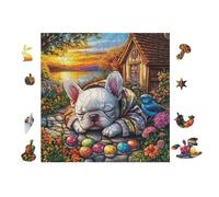Puzzle De 100 Piezas para Adultos Cachorro de Bulldog francés 28x28cm Nivel Principiante para Nuevos Jugadores Montaje Fácil Experiencia Fluida Apto para Todas Las Edades