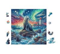 Puzzle De 100 Piezas para Adultos Cachorro de Foca con Faro 28x28cm Puzzle De Arteterapia Ideal para Salud Mental Alivio del Estrés Regulación Emocional Regalo Divertida