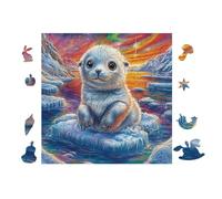Puzzle De 100 Piezas para Adultos Cachorro de Foca en el océano 28x28cm Puzzle De Arteterapia Ideal para Salud Mental Alivio del Estrés Regulación Emocional Regalo Divertida