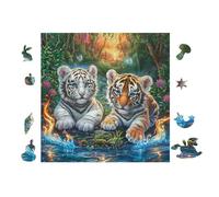 Puzzle De 100 Piezas para Adultos Cachorro de Tigres 28x28cm Cochetón Ecológico Seguro No Tóxico Adolescentes Adultos Hobby Diario Regalo