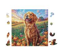 Puzzle De 100 Piezas para Adultos Cachorro Golden Retriever 28x28cm Ideal para Actividades En Interiores Días De Lluvia Fines De Semana Tiempo En