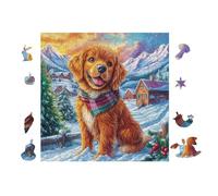 Puzzle De 100 Piezas para Adultos Cachorro Golden Retriever 28x28cm Obra De Arte Decoración De Pared Decoración Personalizada Única para Salón Dormitorio Regalo