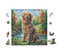 Puzzle De 100 Piezas para Adultos Cachorro Golden Retriever 28x28cm Regalo del Día De La Madre para Mamá Hobby Relajante Divertido Tiempo Libre Decoración del Hogar