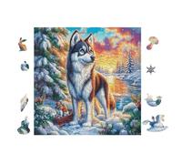 Puzzle De 100 Piezas para Adultos Cachorro Husky in Montaña Forest 28x28cm Nivel Intermedio para Mejora De Habilidades Ideal para Entrenamiento De Pensamiento Lógico