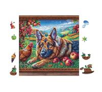 Puzzle De 100 Piezas para Adultos Cachorro Pastor Alemán with Apples 28x28cm Nivel Intermedio Ideal para Mejora De Habilidades Entrenamiento De Pensamiento Lógico Regalo