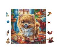 Puzzle De 100 Piezas para Adultos Cachorro Pomerania 28x28cm Ideal para Actividades En Interiores Días De Lluvia Fines De Semana Tiempo En