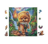 Puzzle De 100 Piezas para Adultos Cachorro Pomerania en el jardín 28x28cm Apto para Niños Ideal para Interacción Padres-Hijos Mejora La Concentración De Los Niños Regalo