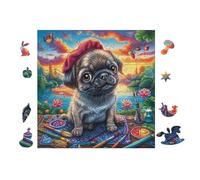 Puzzle De 100 Piezas para Adultos Cachorro Pug 28x28cm Alto Nivel De Dificultad para Jugadores Avanzados Ideal para Entrenamiento De Habilidades Desafíate