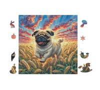 Puzzle De 100 Piezas para Adultos Cachorro Pug 28x28cm Cochetón Grueso Resistente Impresión HD Alivio del Estrés Ideal para Hobby Ocio En Casa Noches