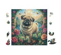 Puzzle De 100 Piezas para Adultos Cachorro Pug 28x28cm Nivel Principiante para Nuevos Jugadores Montaje Fácil Experiencia Fluida Apto para Todas Las Edades