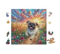 Puzzle De 100 Piezas para Adultos Cachorro Pug 28x28cm Puzzle Hobby Relajante Ideal para Tiempo Libre Diario Reduce El Estrés Mejora El Estado De Ánimo