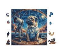 Puzzle De 100 Piezas para Adultos Cachorro Pug in Space Suit 28x28cm Puzzle De Arteterapia Ideal para Salud Mental Alivio del Estrés Regulación Emocional Regalo Divertida