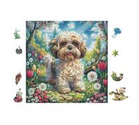 Puzzle De 100 Piezas para Adultos Cachorro Shih Tzu 28x28cm Corte De Precisión Ajuste Rebabas Vínculo Padres-Hijos Juego Interactivo