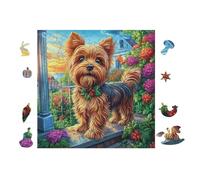 Puzzle De 100 Piezas para Adultos Cachorro Yorkie en el Pueblo 28x28cm Puzzle De Arteterapia Ideal para Salud Mental Alivio del Estrés Regulación Emocional Regalo Divertida