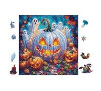 Puzzle De 100 Piezas para Adultos Calabaza con Fantasmas 28x28cm Cochetón Ecológico Seguro No Tóxico Adolescentes Adultos Hobby Diario Regalo