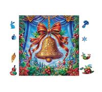 Puzzle De 100 Piezas para Adultos Campana de Navidad con Lazo 28x28cm Arte De Pared Enmarcable para Oficina Café Presentación Artística Única para Espacio Comercial