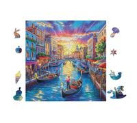 Puzzle De 100 Piezas para Adultos Canales de Venecia de Noche 28x28cm Nivel Intermedio Ideal para Mejora De Habilidades Entrenamiento De Pensamiento Lógico Regalo