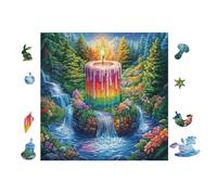 Puzzle De 100 Piezas para Adultos Candle in Bosque de cascadas 28x28cm Decoración De PaRojo Enmarcable Detalles HD Claros Sin Polvo Experiencia De Montaje Fluida Egalo
