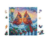 Puzzle De 100 Piezas para Adultos Cardenales en Rama 28x28cm Boda para Parejas Actividad De Vínculo Divertida Decoración De PaRojo