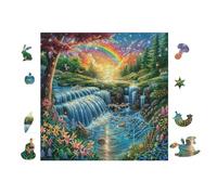 Puzzle De 100 Piezas para Adultos Cascada y arcoíris 28x28cm Actividad En Interiores Vacaciones De Invierno Días Fríos Tiempo En Familia Hobby