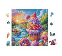 Puzzle De 100 Piezas para Adultos Castillo de Helado 28x28cm Regalo De Acción De Gracias para Familia Ideal para Tiempo De Reunión Actividad De Grupo Divertida