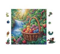 Puzzle De 100 Piezas para Adultos Cesta de Frutas in Waterfall Bosque 28x28cm Corte De Alta Precisión Ajuste Huecos Experiencia De Montaje Fluida Regalo Divertida