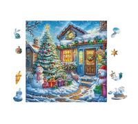 Puzzle De 100 Piezas para Adultos Christmas Cabaña with Lights 28x28cm Actividad En Interiores Vacaciones De Invierno Días Fríos Tiempo En Familia Hobby