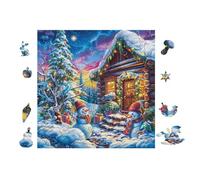 Puzzle De 100 Piezas para Adultos Christmas Cabaña with Niños 28x28cm Nivel Intermedio para Mejora De Habilidades Ideal para Entrenamiento De Pensamiento Lógico