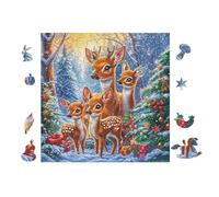 Puzzle De 100 Piezas para Adultos Ciervo Family 28x28cm Regalo De Acción De Gracias para Familia Ideal para Tiempo De Reunión Actividad De Grupo Divertida