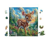 Puzzle De 100 Piezas para Adultos Ciervo in Flower Bosque 28x28cm Actividad En Interiores Vacaciones De Invierno Días Fríos Tiempo En Familia Hobby