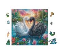 Puzzle De 100 Piezas para Adultos Cisnes forHombredo un corazón en el Estanque de lotos 28x28cm Actividad De Noche De Fiesta Navidad Año Nuevo Reuniones Familia Amigos Tiempo