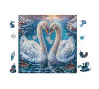 Puzzle De 100 Piezas para Adultos Cisnes forHombredo un corazón en el Estanque de lotos 28x28cm Nivel Intermedio para Mejora De Habilidades Ideal para Entrenamiento De Pensamiento Lógico