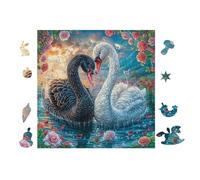 Puzzle De 100 Piezas para Adultos Cisnes forHombredo un corazón en el Estanque de lotos 28x28cm Regalo del Día del Padre para Papá Alivio del Estrés Puzzle Desafiante Relajación Diaria
