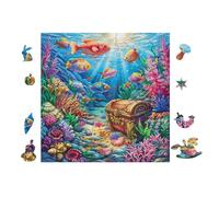 Puzzle De 100 Piezas para Adultos Cofre del Tesoro oceánico 28x28cm Duradero Reutilizable Regalo De Cumpleaños Amantes De Puzzles Familia Amigos