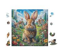 Puzzle De 100 Piezas para Adultos Conejo 28x28cm Actividad En Interiores Vacaciones De Invierno Días Fríos Tiempo En Familia Hobby