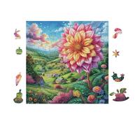 Puzzle De 100 Piezas para Adultos Dahlia Jardín de Flores 28x28cm Nivel Intermedio Ideal para Mejora De Habilidades Entrenamiento De Pensamiento Lógico Regalo