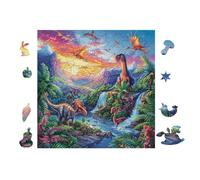 Puzzle De 100 Piezas para Adultos Dinosaurios en el Valle prehistórico 28x28cm Actividad Vacaciones De Verano Ideal para Viaje Vacaciones Tiempo Libre En Casa Hobby Relajante