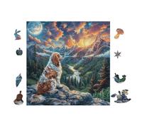 Puzzle De 100 Piezas para Adultos Dog in Montaña Forest 28x28cm Puzzle Coleccionable para Aficionados Duradero Impresión Vibrante No DesFurgonetaecible