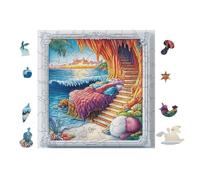 Puzzle De 100 Piezas para Adultos Doorway to Playa Tropical Scene 28x28cm Idea De Regalo De Mudanza Decoración De Pared Elegante para Casa Nueva Montaje Fácil Regalo