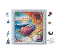 Puzzle De 100 Piezas para Adultos Doorway to Playa Tropical Scene 28x28cm Puzzle Coleccionable para Aficionados Duradero Impresión Vibrante No Desvanecible