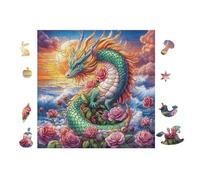 Puzzle De 100 Piezas para Adultos Dragón con alas arcoíris and Rosas 28x28cm Puzzle De Arteterapia Ideal para Salud Mental Alivio del Estrés Regulación Emocional Regalo Divertida