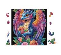 Puzzle De 100 Piezas para Adultos Dragón con alas arcoíris and Rosas 28x28cm Regalo del Día De La Madre para Mamá Hobby Relajante Divertido Tiempo Libre Decoración del Hogar