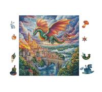 Puzzle De 100 Piezas para Adultos Dragón con Castillo en el Bosque de Flores 28x28cm Regalo De San Valentín para Parejas Actividad De Vínculo Divertida Experiencia De Montaje Fluida