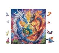Puzzle De 100 Piezas para Adultos Dragón Couple in Fire and Water 28x28cm Ideal para Actividades En Interiores Días De Lluvia Fines De SeHombrea Tiempo En
