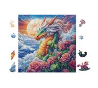 Puzzle De 100 Piezas para Adultos Dragón en el océano 28x28cm Arte De PaRojo Enmarcable para Oficina Café Presentación Artística Única para Espacio Comercial