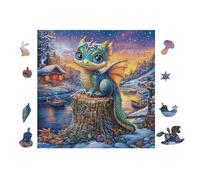 Puzzle De 100 Piezas para Adultos Dragón en un tocón de árbol 28x28cm Apto para Toda La Familia Ideal para Reuniones Fiestas Encuentros De Amigos Actividad De Grupo