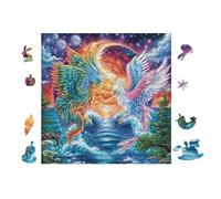 Puzzle De 100 Piezas para Adultos Dragón fénix 28x28cm Impresión Vibrante No DesFurgonetaecible Arte De PaRojo Enmarcable Ideal para Salón Dormitorio Regalo